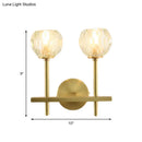 GobekUsa Brass Faceted Sconce with Crystal Shade - Minimalist Wall Mounted Light Fixture