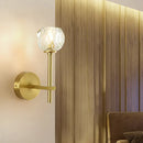 GobekUsa Brass Faceted Sconce with Crystal Shade - Minimalist Wall Mounted Light Fixture