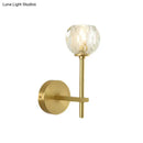 GobekUsa Brass Faceted Sconce with Crystal Shade - Minimalist Wall Mounted Light Fixture