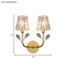 GobekUsa Minimalist Brass Finish Tapered Wall Sconce with Crystal accents
