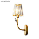 GobekUsa Minimalist Brass Finish Tapered Wall Sconce with Crystal accents