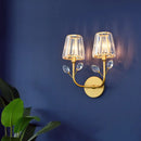 GobekUsa Minimalist Brass Finish Tapered Wall Sconce with Crystal accents