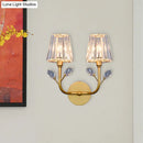 GobekUsa Minimalist Brass Finish Tapered Wall Sconce with Crystal accents