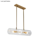 GobekUsa Minimalist Brass Finish Island Pendant with Clear Glass Tubes - Suspended Lighting Fixture