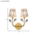 GobekUsa Minimalist Brass Finish Tapered Wall Sconce with Crystal accents