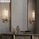 GobekUsa Minimalist Crystal Prism Tubular Wall Light Sconce - Brass Finish for Bedroom