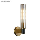 GobekUsa Minimalist Crystal Prism Tubular Wall Light Sconce - Brass Finish for Bedroom