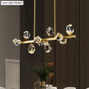 GobekUsa Minimalist Brass LED Gemstone Hanging Light for Dining Room - Crystal Island Lighting