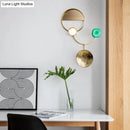 GobekUsa Minimalist Brass Orbit Wall Sconce - 10"/12.5"/17" Wide Light Fixture with White Light