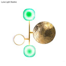 GobekUsa Minimalist Brass Orbit Wall Sconce - 10"/12.5"/17" Wide Light Fixture with White Light