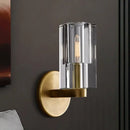 GobekUsa Minimalist Brass Sconce with Clear Triangle Glass Shade for Living Room Wall
