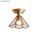 GobekUsa Minimalist Brass Semi Flush Mount with Scalloped Metal - Single-Bulb Flush Mount Lighting