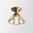 GobekUsa Minimalist Brass Semi Flush Mount with Scalloped Metal - Single-Bulb Flush Mount Lighting