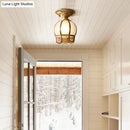 GobekUsa Minimalist Brass Semi Flush Mount with Scalloped Metal - Single-Bulb Flush Mount Lighting