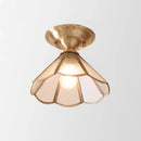 GobekUsa Minimalist Brass Semi Flush Mount with Scalloped Metal - Single-Bulb Flush Mount Lighting
