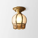 GobekUsa Minimalist Brass Semi Flush Mount with Scalloped Metal - Single-Bulb Flush Mount Lighting