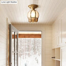 GobekUsa Minimalist Brass Semi Flush Mount with Scalloped Metal - Single-Bulb Flush Mount Lighting