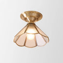 GobekUsa Minimalist Brass Semi Flush Mount with Scalloped Metal - Single-Bulb Flush Mount Lighting
