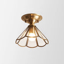 GobekUsa Minimalist Brass Semi Flush Mount with Scalloped Metal - Single-Bulb Flush Mount Lighting