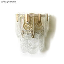 GobekUsa Minimalist Brass Wall Light: Tiered Scalloped Crystal Fixture with 3 Bulbs