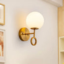 GobekUsa Minimalist Brass Wall Mounted Sconce with Cream Glass Shade - Global 1-Light Lamp