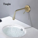GobekUsa Brushed Gold Basin Faucet, Hot & Cold Mixer Tap, In-Wall Water Drop Faucet
