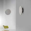 GobekUsa Minimalistic Cement Grey LED Wall Sconce Light for Bedside - Flat Round Wall Mount