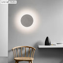 GobekUsa Minimalistic Cement Grey LED Wall Sconce Light for Bedside - Flat Round Wall Mount