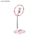 GobekUsa Minimalist Circular Metal USB Vanity Lamp with LED Fill Light for Mobile Phone Holder - Black/White/Pink
