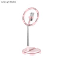 GobekUsa Minimalist Circular Metal USB Vanity Lamp with LED Fill Light for Mobile Phone Holder - Black/White/Pink