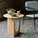 GobekUsa Circular Walnut Wood Coffee Table for Living Room with Solid Nordic Design