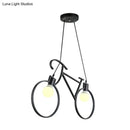 GobekUsa Minimalist City Bike Pendant Light for Kids Room - 2-Light Iron Suspension with Open Bulb Design