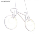 GobekUsa Minimalist City Bike Pendant Light for Kids Room - 2-Light Iron Suspension with Open Bulb Design
