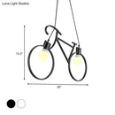 GobekUsa Minimalist City Bike Pendant Light for Kids Room - 2-Light Iron Suspension with Open Bulb Design
