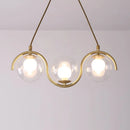 GobekUsa Minimalist Clear Glass Island Lighting - Orb Shaped - 3/5/7 Lights - Hanging Light Fixture in Brass