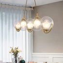 GobekUsa Minimalist Clear Glass Island Lighting - Orb Shaped - 3/5/7 Lights - Hanging Light Fixture in Brass