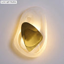 GobekUsa Minimalist Clear Glass Rock Wall Sconce: Black/Gold LED Flush Mount for Dining Room