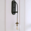 GobekUsa Minimalist Clear Glass Wall Sconce with 1 Light - Black Wall Mounted Fixture