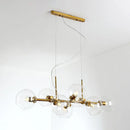 GobekUsa Minimalist Clear/Smoke Grey Glass Globe Island Chandelier - 8 Lights Black/Gold Dining Room Lighting
