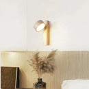 GobekUsa Cream Style Bedside Wall Lamp Rotatable LED Light Log Wood Stone Walnut