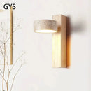 GobekUsa Cream Style Bedside Wall Lamp Rotatable LED Light Log Wood Stone Walnut