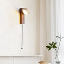 GobekUsa Cream Style Bedside Wall Lamp Rotatable LED Light Log Wood Stone Walnut