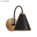 GobekUsa Minimalist Conical Wall Sconce with Metal Shade and Gooseneck Arm, Black/White, 6" Width
