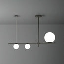 GobekUsa Minimalist Cream Glass Globe Island Pendant Light for Dining Room