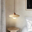 GobekUsa Cream Japanese Style Wood Pendant Chandelier for Bedroom and Dining Room