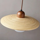 GobekUsa Cream Japanese Style Wood Pendant Chandelier for Bedroom and Dining Room