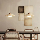 GobekUsa Cream Japanese Style Wood Pendant Chandelier for Bedroom and Dining Room