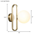 GobekUsa Minimalist Cream Matte Glass Wall Light with Gold Oval Arm and 1 Bulb Sconce