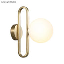 GobekUsa Minimalist Cream Matte Glass Wall Light with Gold Oval Arm and 1 Bulb Sconce