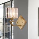 GobekUsa Minimalist Crystal Block Cylindrical Wall Sconce - Gold Finish